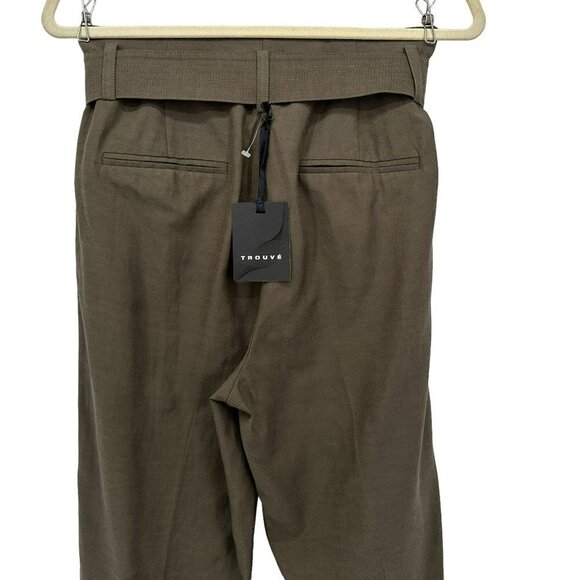 NWT Trouve Pleated Belted Green Tapered Dress Pants Womens 6 - Picture 5 of 9